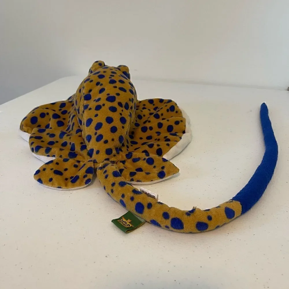 WILD REPUBLIC MANTA RAY STINGRAY Blue and Gold PLUSH STUFFED ANIMAL FISH TOY